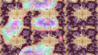 Skeç raster arka planı. Şık bir grafik desen. Çiçek deseni. Tarafsız renklerde altın elementler. Duvar kâğıdı barok, İspanyol kumaşı.