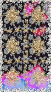 Raster illüstrasyonu. Kusursuz soyut bir arkaplan. Oriental raster klasik gri ve altın desenli.