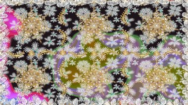 Noel, kar tanesi, yeni yıl. Gri renklerde ve altın elementlerle kusursuz klasik desen. Gri renklerde altın desenli altın elementler.