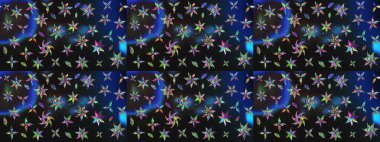 Renkli Bahar Teması eskiz kalıbı. Düz Çiçek Elementleri Tasarımı. Raster illüstrasyonu. Taslak desenli, modaya uygun kumaş deseni. Şirin çiçek elementleri..