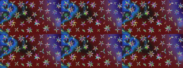 3D çiçekler, eskiz. Kahverengi ve kırmızı renklerde. Raster illüstrasyonu.