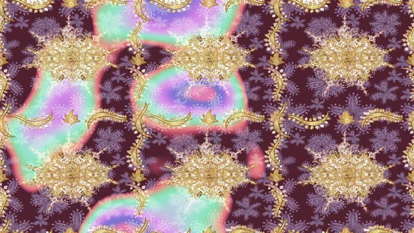 Skeç raster arka planı. Şık bir grafik desen. Çiçek deseni. Tarafsız renklerde altın elementler. Duvar kâğıdı barok, İspanyol kumaşı.