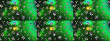 Raster illüstrasyonu. Yeşil ve gri renkli çiçekler. Çizim çiçek deseni duvar kağıdı için kullanılabilir.