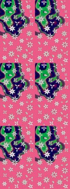 Küçük çiçekteki sevimli çiçek deseni. Varicolopink ve nötr raster çizimi. Birçok pembe ve nötr soyut çiçekli tropik çizim deseni.