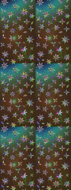 Renkli Yaz Temalı eskiz kalıbı. Kahverengi ve yeşil renkli çiçekler. Çiçekli eskiz çizimi. Düz Çiçek Elementleri Tasarımı.