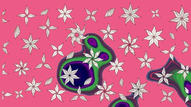 Soyut etnik raster çizim kalıbı. Çiçekler. Vadinin çiçekleri pembe ve nötr renklerde.