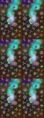 Çiçekli karalama şeklinde Raster çiçek deseni. Kahverengi ve gri renkli çiçekler. Yumuşak, bahar çiçekli arka plan.