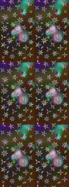 Raster illüstrasyonundaki çiçek desenli çizim. Kahverengi ve yeşil renkli çiçekler. Düz Çiçek Elementleri Tasarımı. Renkli Yaz Teması çizim şablonu.