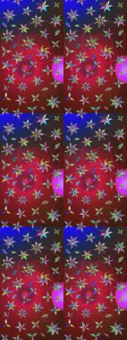 Kırmızı ve kahverengi renkte çiçekler. Asya tekstil tarzında. Raster illüstrasyonu. Çiçek desenli çizim. Raster illüstrasyonu.