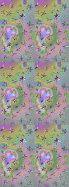 Çiçek izi. Tarafsız ve yeşil renkli çiçekler suluboya stilinde. Suluboya çizim deseni.