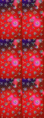 Raster Illustrasyon 'daki Çiçek Deseni' nin son moda çizimi. Düz Çiçek Elementleri Tasarımı. Renkli Yaz Temalı eskiz kalıbı. Kırmızı ve pembe renkte çiçekler.