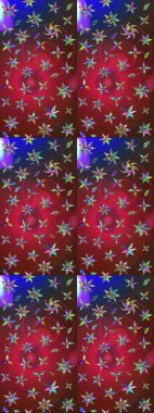 Renkli Bahar Teması eskiz kalıbı. Düz Çiçek Elementleri Tasarımı. Kırmızı ve kahverengi renkte zarif çiçekli suluboya. Raster illüstrasyonu.