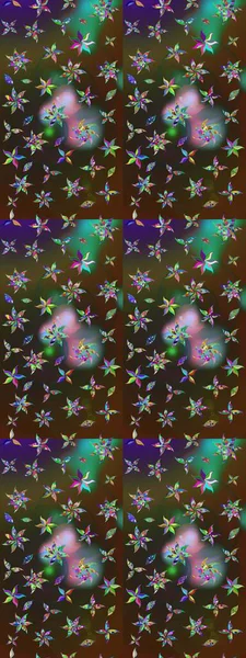 Raster illüstrasyonundaki çiçek desenli çizim. Kahverengi ve yeşil renkli çiçekler. Düz Çiçek Elementleri Tasarımı. Renkli Yaz Teması çizim şablonu.