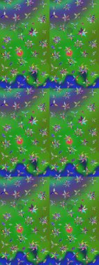 Patlayan çiçekler soyut olarak yerleştirilmiş. Raster deseni. Nazikçe, rengarenk bahar çiçekleri. Raster illüstrasyonu.