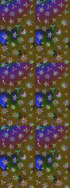 Küçük çiçekli basit bir çiçek çizimi. Renkli şirin çiçekler. Moda baskısı, albüm, ambalaj kağıdı ve duvar kağıdı için zarif dekoratif süslemeler. Raster illüstrasyonu.