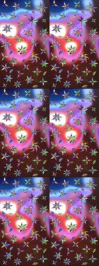 Sevimli çiçek raster deseni. Kahverengi ve mor renkli çiçekler. Renkli Yaz Temalı eskiz kalıbı. Düz Çiçek Elementleri Tasarımı.