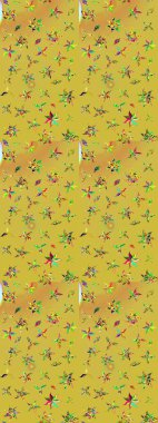 Renkli çiçek desenli çizim. Suluboya tarzında renkler üzerine çiçekler.