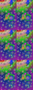 Soyut etnik raster çizim kalıbı. Kabile sanatı boho baskısı, klasik çiçek arkaplanı. Arkaplan dokusu, duvar kağıdı, yeşil ve mavi renkli çiçek teması.