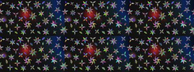 Sevimli çiçek raster deseni. Modaya uygun kumaş deseni. Renkli Yaz Temalı eskiz kalıbı. Düz Çiçek Elementleri Tasarımı.