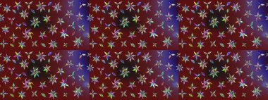 Kırmızı ve kahverengi renkte zarif çiçekli suluboya. Renkli Bahar Teması eskiz kalıbı. Düz Çiçek Elementleri Tasarımı. Raster illüstrasyonu.