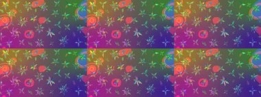 Mor ve yeşil renklerde parlak çiçekli halı deseni..