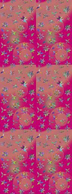 Küçük çaplı çiçeklerdeki basit şirin desenler. Tekstil veya kitap kapakları, imalat, duvar kağıtları, baskı, hediye paketi ve yapıştırma kitabı için çiçek eskizi geçmişi. Raster illüstrasyonu.