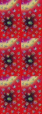 Çiçek süslemeli çizim deseni. Kırmızı ve mor renkte çiçekler. Raster illüstrasyonu.