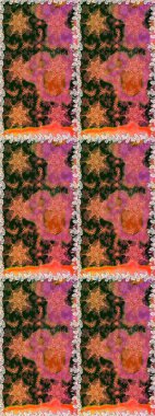 Çiçek deseni. Duvar kâğıdı barok, İspanyol kumaşı. Kusursuz raster arka plan. Kahverengi ve bej renklerde altın elementler. Şekil grafik deseni.