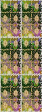 Çiçek deseni. Duvar kâğıdı barok, İspanyol kumaşı. Kusursuz raster arka plan. Kahverengi ve bej renklerde altın elementler. Şekil grafik deseni.