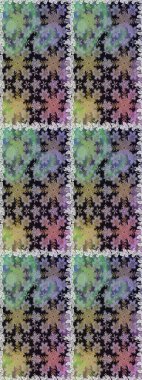 Kına dövmeli süs çiçekleri, altın çıkartmalar, mehndi ve yoga tasarımı, kartlar ve parmak izleri. Raster Golden Mehndi kusursuz desen. Gri renklerde desen.