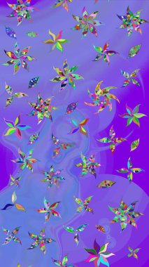 Renkli Bahar Teması eskiz kalıbı. Raster illüstrasyonundaki çiçek desenli çizim. Düz Çiçek Elementleri Tasarımı. Süslü kumaş deseni.