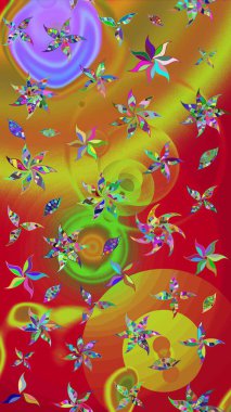 Çiçekler suluboya tarzında kırmızı ve kahverengi renklerde. Raster illüstrasyonunda çiçek deseni çizimi.