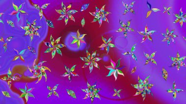 Raster illüstrasyonu. Menekşe ve mor renkler üzerinde. Çiçek duvar kağıdı. Renkli süs kenarı. Hint süsü. Çizim deseni.