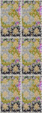 El yapımı dekoratif çerçeve, albüm kapağı, tebrik kartı, klasik Art deco tarzı. Altın karalama fantezi yapraklarından Raster soyut çiçek çelengi ve gri ve nötr renklerde çiçek..