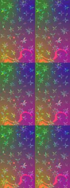 Vadinin çiçekleri mor ve yeşil renklerde. Raster çiçek desenleri çiziyor..