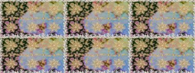 Gri ve nötr renklerde altın element. Barok tarzında altın çiçek süsü. Damask arkaplanı tekerrür ediyor. Antika altın tekrarlanabilir duvar kağıdı.