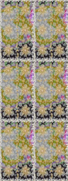 El yapımı dekoratif çerçeve, albüm kapağı, tebrik kartı, klasik Art deco tarzı. Altın karalama fantezi yapraklarından Raster soyut çiçek çelengi ve gri ve nötr renklerde çiçek..