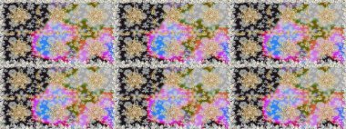 Altın şablon. Gri ve nötr renklerin kraliyet retro 'su. Kusursuz desenli altın elementler. Raster illüstrasyonu. Kart, duvar kağıdı, ambalaj ve tekstil için klasik tasarım. Çiçeksel klasik doku.