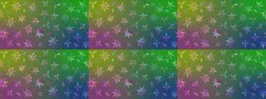 Çiçek desenli çizim. Yeşil ve mavi renkli Asya tekstili. Raster illüstrasyonu.