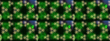 Yeşil ve mavi renkte çiçekler. Raster illüstrasyonu. Çizim çiçek deseni duvar kağıdı için kullanılabilir.