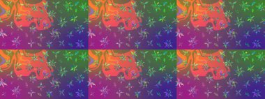 Çiçek moru ve yeşil çizim deseni. Raster Yumuşak kumaş deseni. Raster çiçek izi. Klasik taslak çizimi.