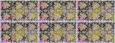 Gri ve nötr renklerde altın desenli altın elementler. Kusursuz damaske klasik altın desen. Tekrarlayan elementlerle soyut arkaplan oluşturun. Raster illüstrasyonu.