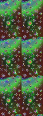 Yeşil ve kahverengi renklerde. Raster illüstrasyonu. Güzel kumaş deseni. Raster illüstrasyonunda çiçek deseni çizimi.