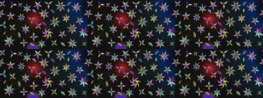 Motley illüstrasyonu. Küçük çiçekte güzel bir desen. Çiçekli bahar çiçekleri. Moda baskıları için zarif bir şablon. Küçük renkli çiçekler. Çizim.