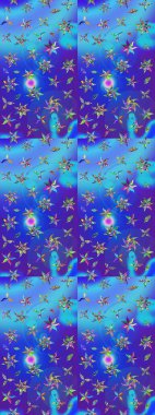 Doğal kozmetik ürünleri, parfüm, çiçekçi dükkanı için bahar ihalesi tasarımı. Mavi ve mor lale çiçekli Raster eskiz deseni. Karşılama ya da düğün geçmişi olarak kullanılabilir. Paket kağıdı için en iyisi..