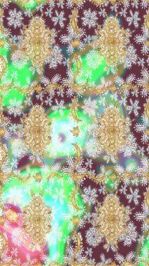 Oriental raster klasik nötr ve altın desenli. Raster illüstrasyonu. Soyut arkaplan çizimi.