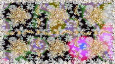 Kusursuz altın desen. Gri renklerde, altın elementlerle kusursuz desen. Raster doğulu süsü.