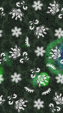 Raster illüstrasyonu. Raster çiçekleri klasik tarzda çizilmiş. Çiçekli yumuşak bir eskiz şekli. Yeşil ve gri renklerde bahar çiçekleri..