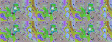 Raster illüstrasyonu. Yeşil ve gri renklerde bahar çiçekleri. Çiçek ve yapraklı karalama şeklinde Raster çiçek deseni.