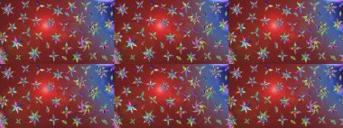 Kahverengi ve kırmızı renkte çiçekler. Raster illüstrasyonunda çiçek deseni çizimi.